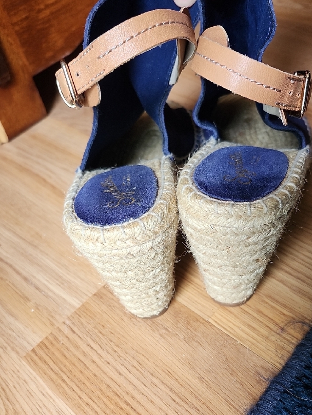 Seychelles Navy Suede Espadrille Slingback Sandals - Picture 3 of 7